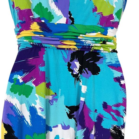 Sandra Darren Womens Colorful Jersey Knit Stretch Sleeveless Fit Flare Dress 10 - Picture 12 of 16